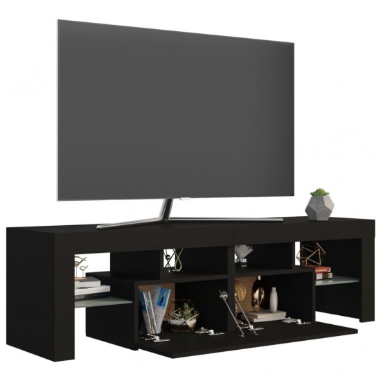 Televizoriaus spintelė su LED apšvietimu, juoda, 140x36,5x40cm