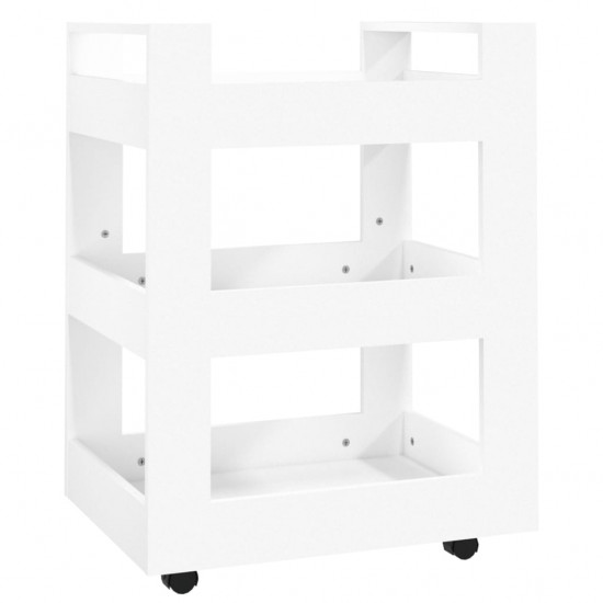 Virtuvės vežimėlis, baltas, 60x45x80cm, apdirbta mediena