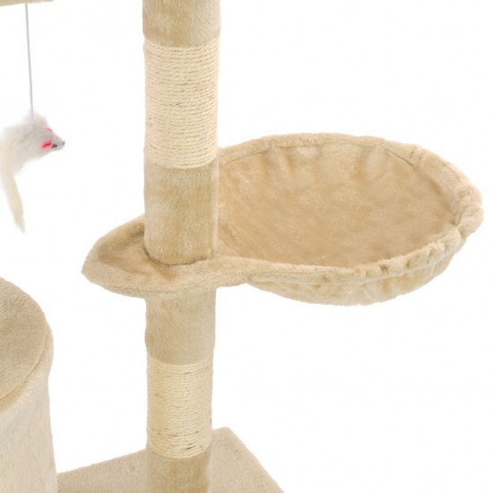 Draskyklė katėms su stovais iš sizalio, 138cm, smėlio sp.