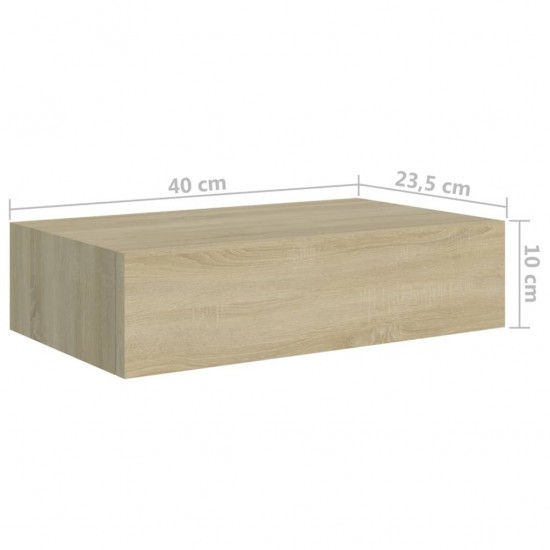 Sieninė lentyna su stalčiumi, ąžuolo, 40x23,5x10cm, MDF