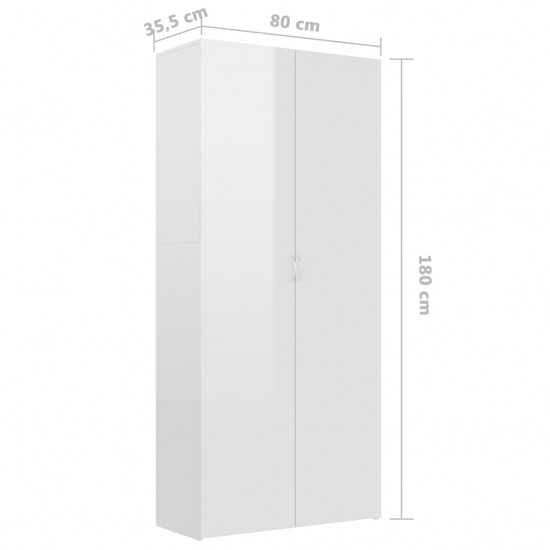 Spintelė batams, baltos sp., 80x35,5x180cm, MDP, labai blizgi