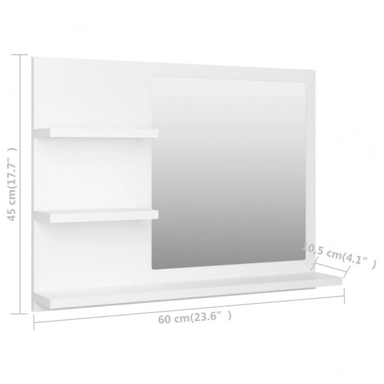 Vonios kambario veidrodis, baltos spalvos, 60x10,5x45cm, MDP