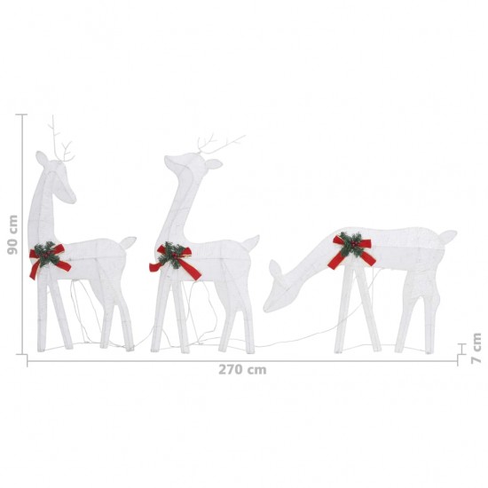 Kalėdinė elnių šeima, šaltos baltos spalvos, 270x7x90cm