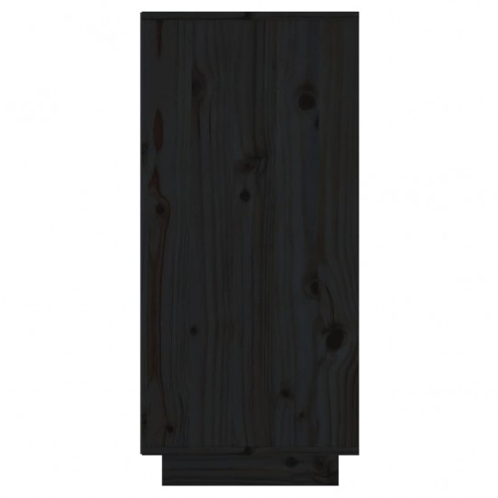 Šoninė spintelė, juoda, 60x34x75cm, pušies medienos masyvas