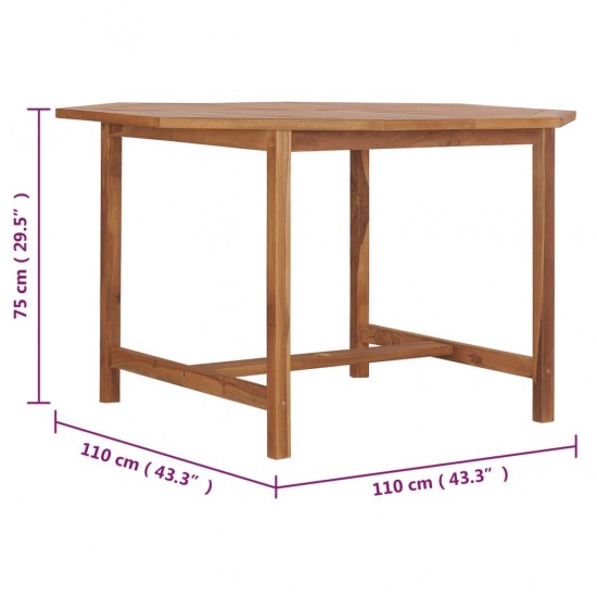 Sodo valgomojo stalas, 110x110x75cm, tikmedžio medienos masyvas