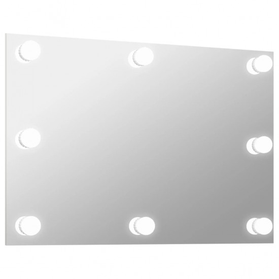 Sieninis veidrodis su LED lemputėmis, stačiakampis, stiklas