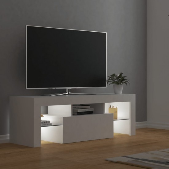 Televizoriaus spintelė su LED apšvietimu, balta, 120x35x40cm