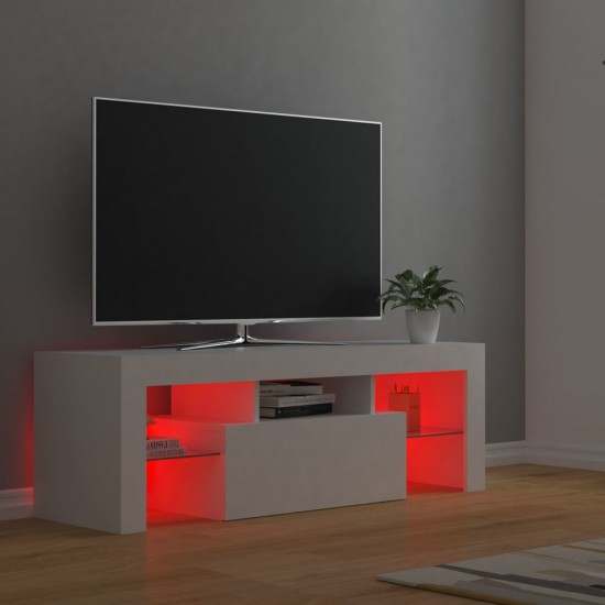 Televizoriaus spintelė su LED apšvietimu, balta, 120x35x40cm