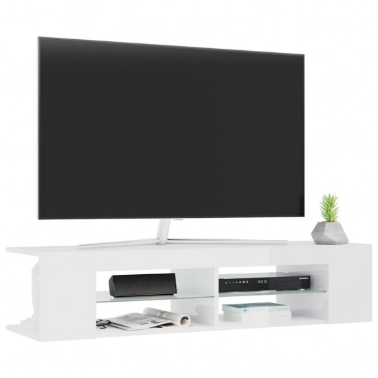 Televizoriaus spintelė su LED, balta, 135x39x30cm, blizgi
