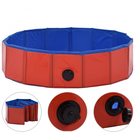 Sulankstomas baseinas šunims, raudonos spalvos, 80x20cm, PVC