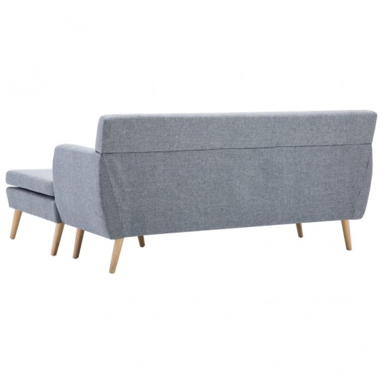 L-formos sofa, aud. apmušal., 171,5x138x81,5cm, šviesiai pilka