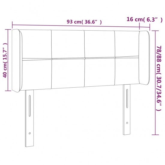 Galvūgalis su LED, šviesiai pilkas, 93x16x78/88cm, audinys