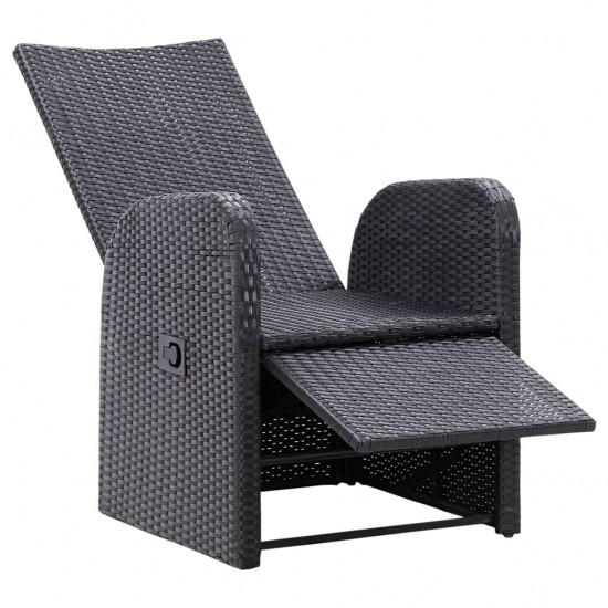 Atlošiama sodo kėdė su pagalvėle, juodos spalvos, poliratanas