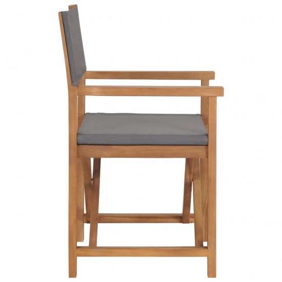 Režisieriaus kėdė, pilkos spalvos, tikmedžio medienos masyvas