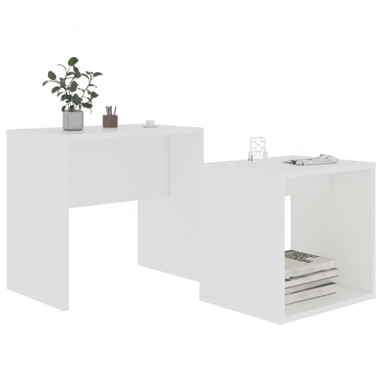 Kavos staliukų komplektas, baltos spalvos, 48x30x45cm, MDP
