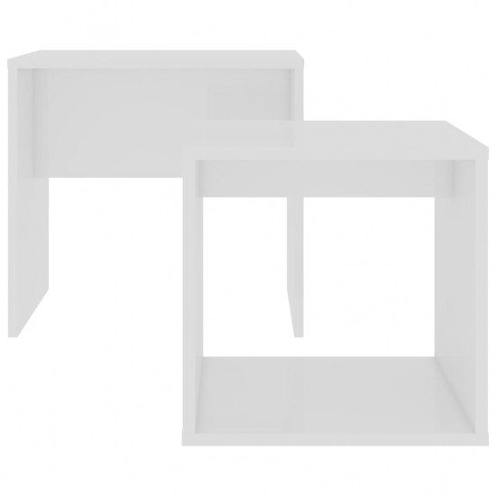 Kavos staliukų komplektas, baltos spalvos, 48x30x45cm, MDP