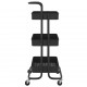 Virtuvės vežimėlis, 3 aukštų, juodas, 42x35x85cm, geležis/ABS