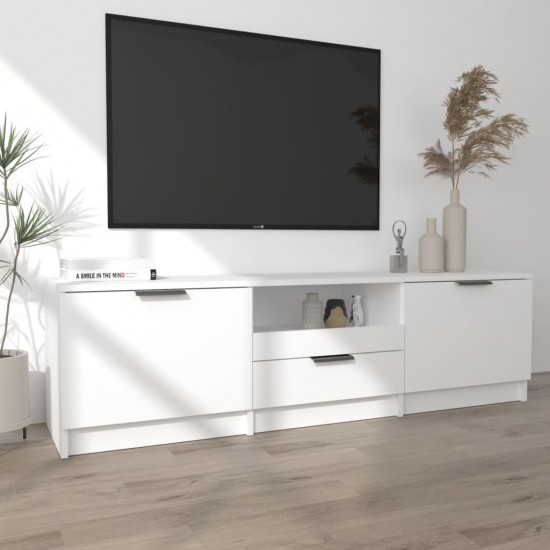 Televizoriaus spintelė, balta, 140x35x40cm, apdirbta mediena