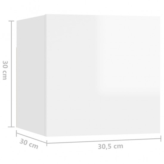 Televizoriaus spintelių komplektas, 4 dalių, baltas, MDP