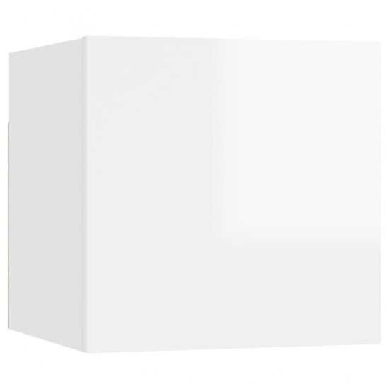 Naktinė spintelė, baltos spalvos, 30,5x30x30cm, MDP, blizgi