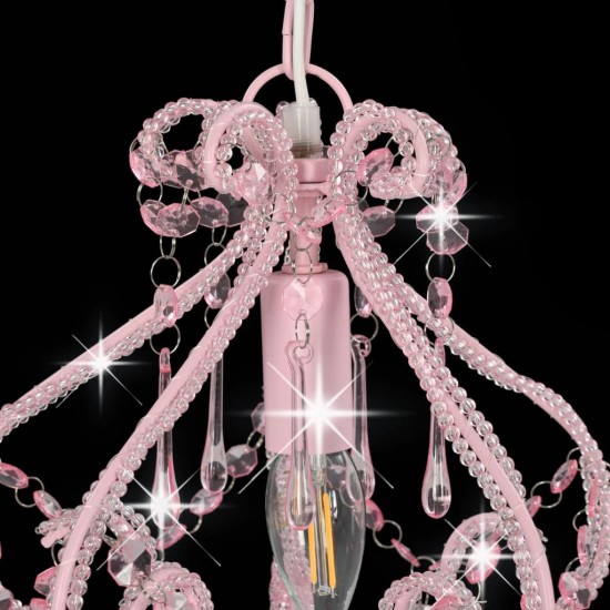 Lubinis šviestuvas su karol., rožinės sp., apvalus, E14 lemp.