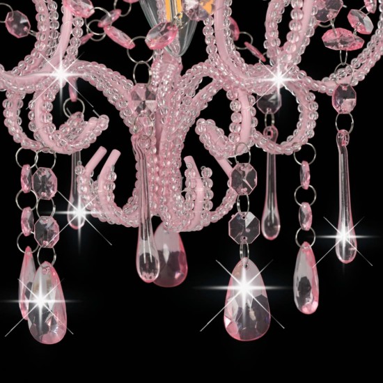 Lubinis šviestuvas su karol., rožinės sp., apvalus, E14 lemp.
