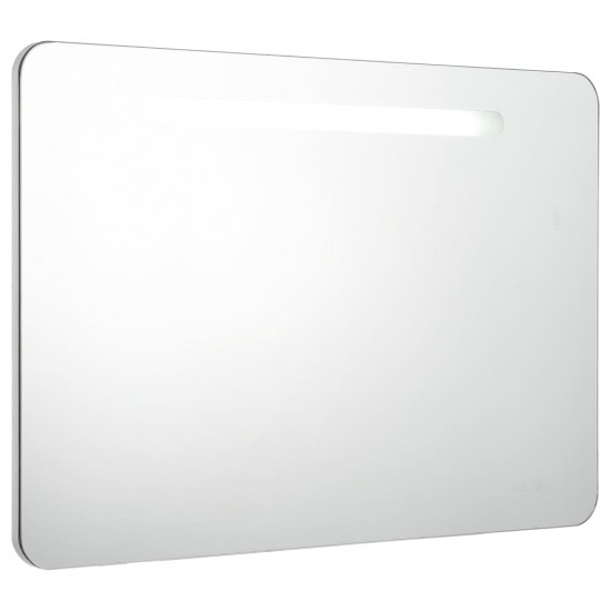 Veidrodinė vonios spintelė su LED apšvietimu, 80x9,5x55 cm