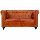 Dvivietė chesterfield sofa, gelsvai rudos spalvos, tikra oda