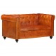 Dvivietė chesterfield sofa, gelsvai rudos spalvos, tikra oda