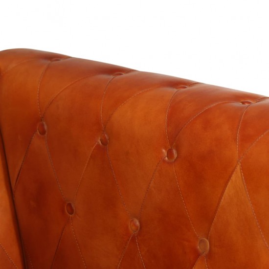 Dvivietė chesterfield sofa, gelsvai rudos spalvos, tikra oda