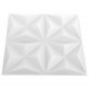 3D sienų plokštės, 48vnt., origami baltos, 50x50cm, 12m²