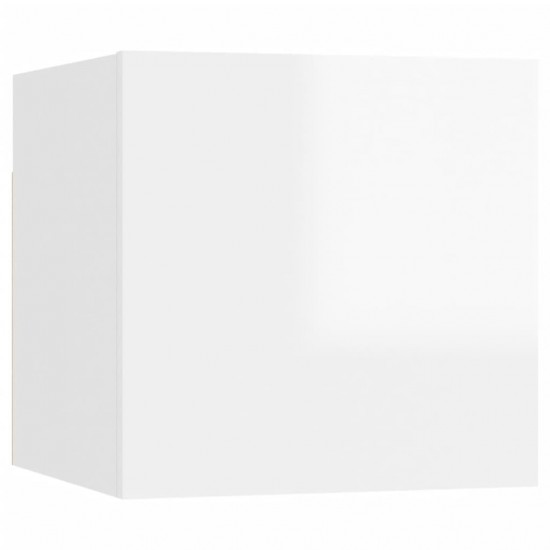Sieninė televizoriaus spintelė, balta, 30,5x30x30cm, blizgi