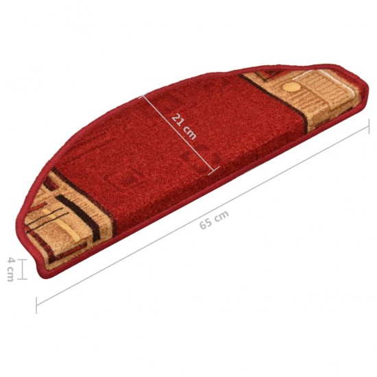 Lipnūs laiptų kilimėliai, 15vnt., raudonos spalvos, 65x21x4cm