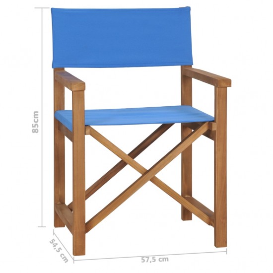 Režisieriaus kėdė, mėlynos spalvos, tikmedžio medienos masyvas