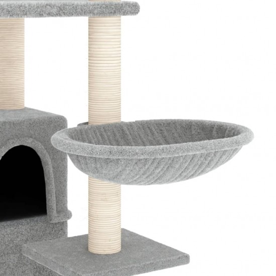 Draskyklė katėms su stovais iš sizalio, šviesiai pilka, 175cm