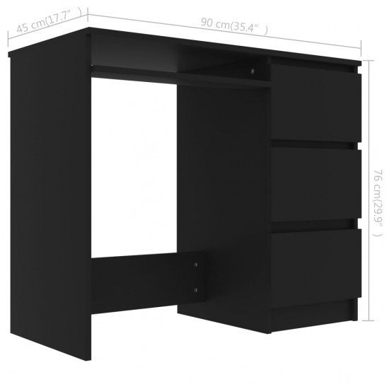 Rašomasis stalas, juodos spalvos, 90x45x76cm, MDP