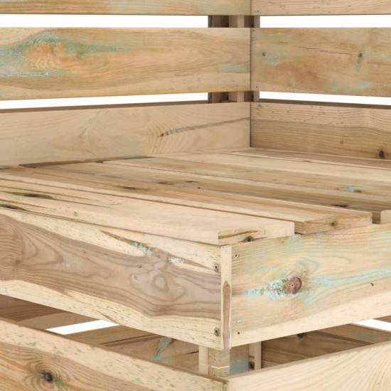 Kampinė sodo sofa iš palečių, impregnuota pušies mediena