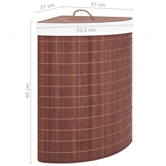 Kampinis skalbinių krepšys, rudos spalvos, bambukas, 60l