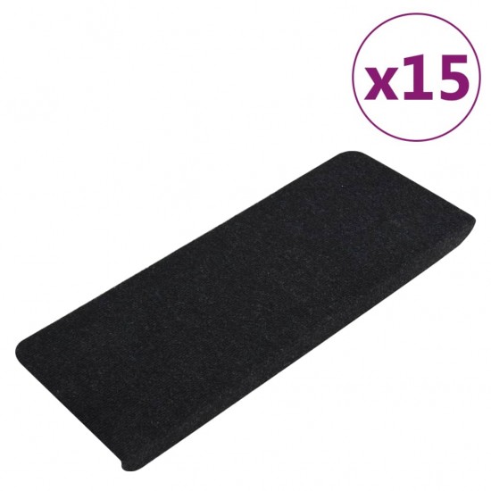 Lipnūs laiptų kilimėliai, 15vnt., juodos spalvos, 65x24,5x3,5cm