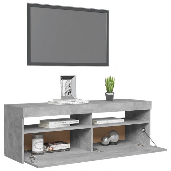 TV spintelė su LED apšvietimu, betono pilka, 120x35x40 cm