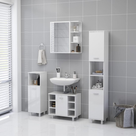 Veidrodinė vonios spintelė, balta, 62,5x20,5x64cm, MDP, blizgi