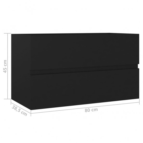 Spintelė praustuvui, juodos spalvos, 80x38,5x45cm, MDP