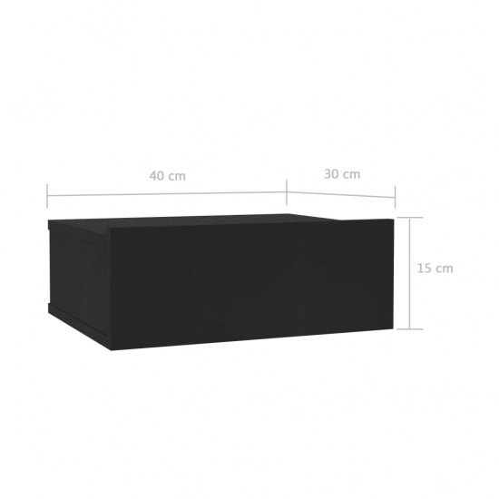 Pakabinamas naktinis staliukas, juodos sp., 40x30x15cm, MDP