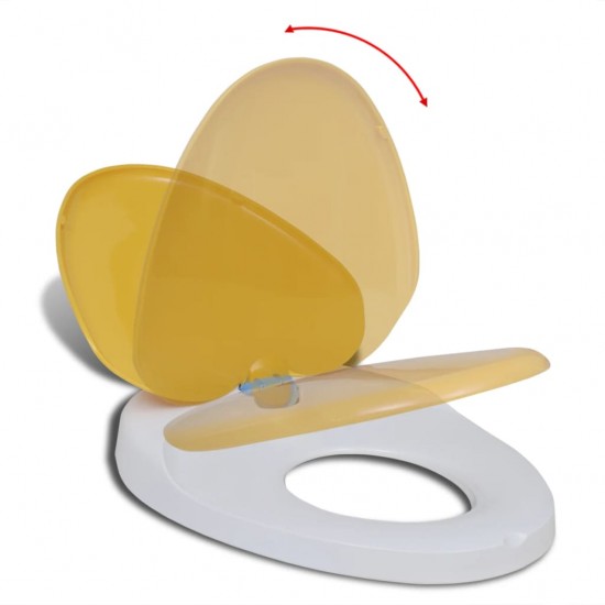Klozeto sėdynė su Soft Close mechanizmu, balta ir geltona