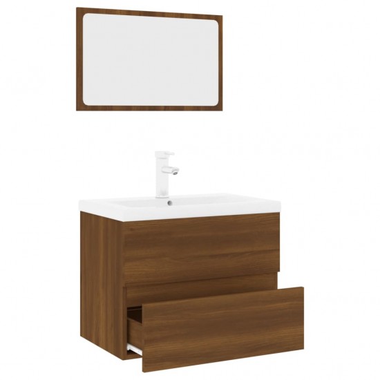 Vonios baldų komplektas, rudas ąžuolo, apdirbta mediena