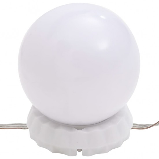 Kosmetinis staliukas su LED, baltas, 96x40x142cm, blizgus