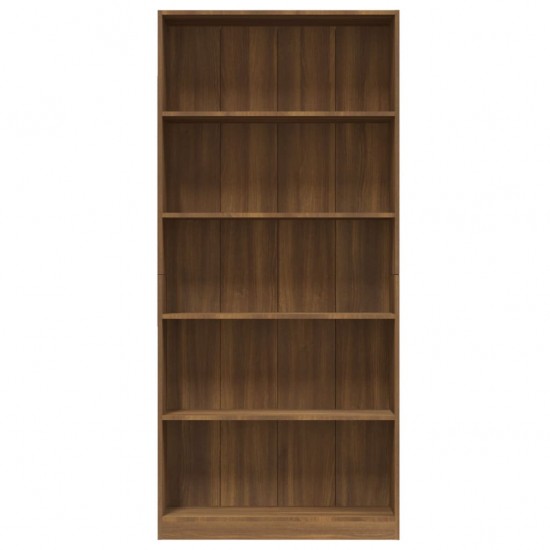 Spintelė knygoms, 5 aukštų, ruda ąžuolo, 80x24x175cm, mediena