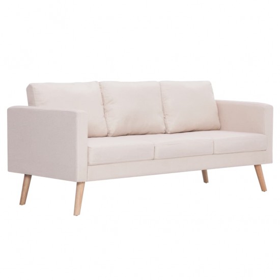 Trivietė sofa, kreminės spalvos, audinys