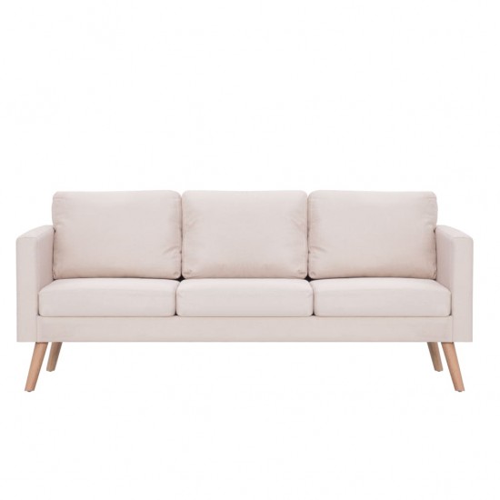 Trivietė sofa, kreminės spalvos, audinys