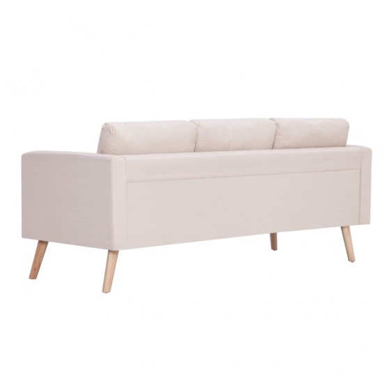 Trivietė sofa, kreminės spalvos, audinys